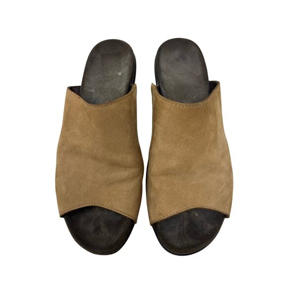 Mephisto Genuine Leather Slide Comfort Sandals In Beige 38/8 - Picture 4 of 8